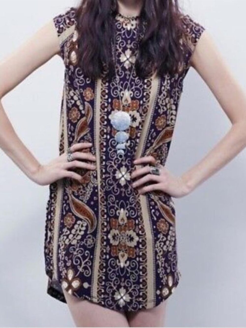 Novella Royale Goldie mini dress plum stretch jersey coastal cowgirl boho XS